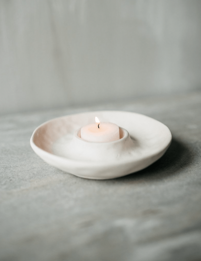 Theelichthouder wit rond - RUBY Conceptstore