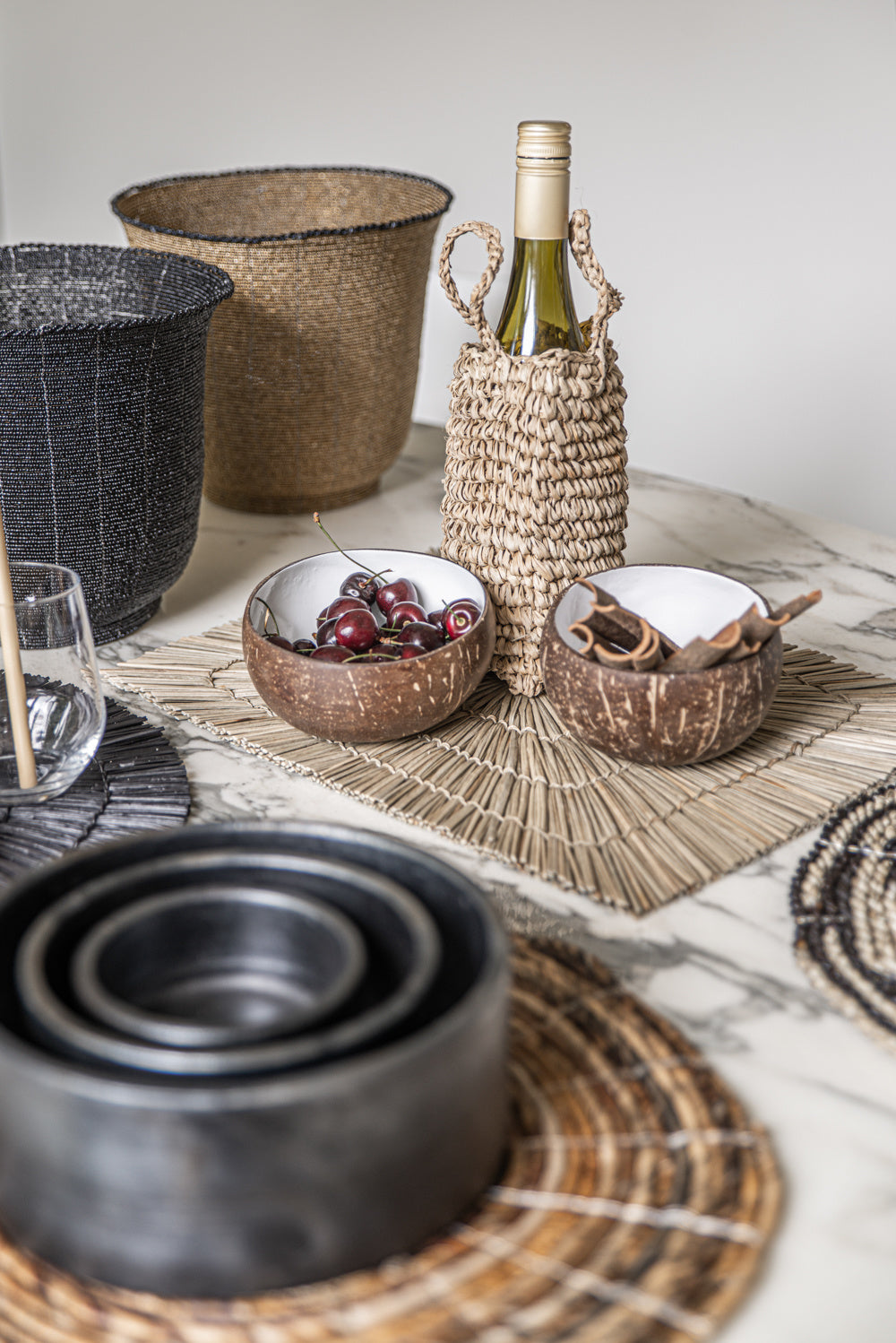 Wijnkoeler raffia - RUBY Conceptstore