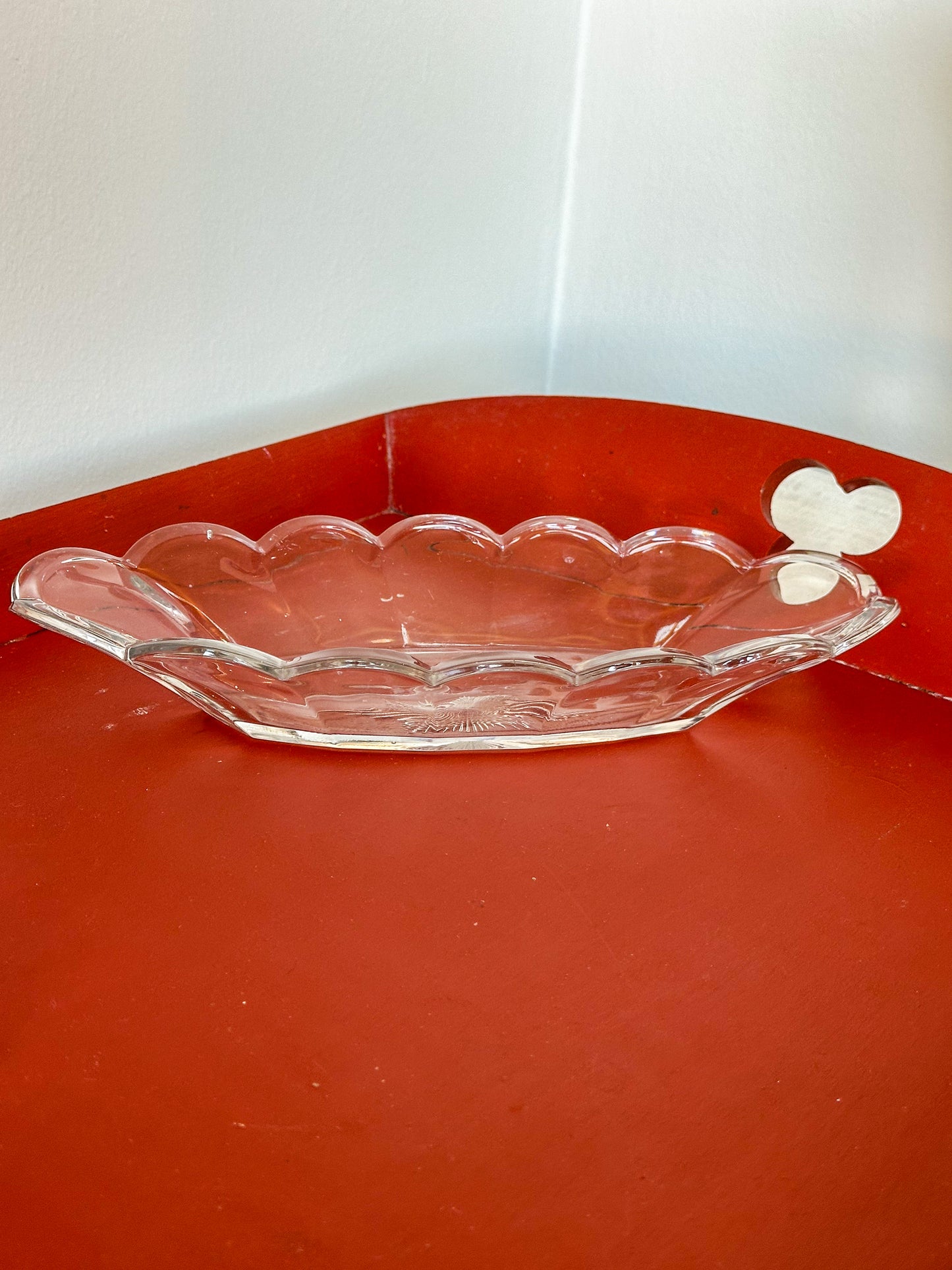 Vintage Glazen Schaal 28 cm met Stermotief | Retro Presenteerschaal - Ruby Conceptstore 