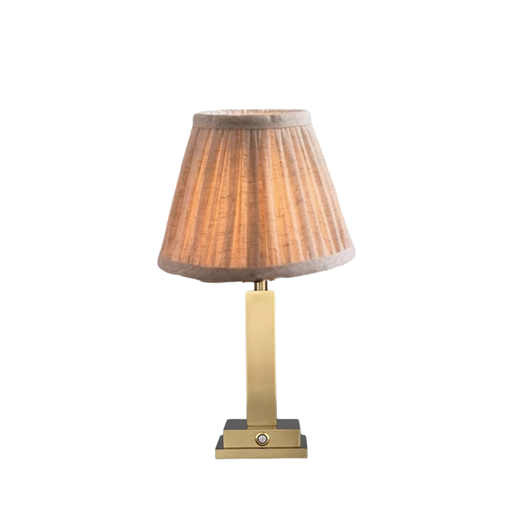 Sorbonne – Draadloze tafellamp met linnen kap en brede voet