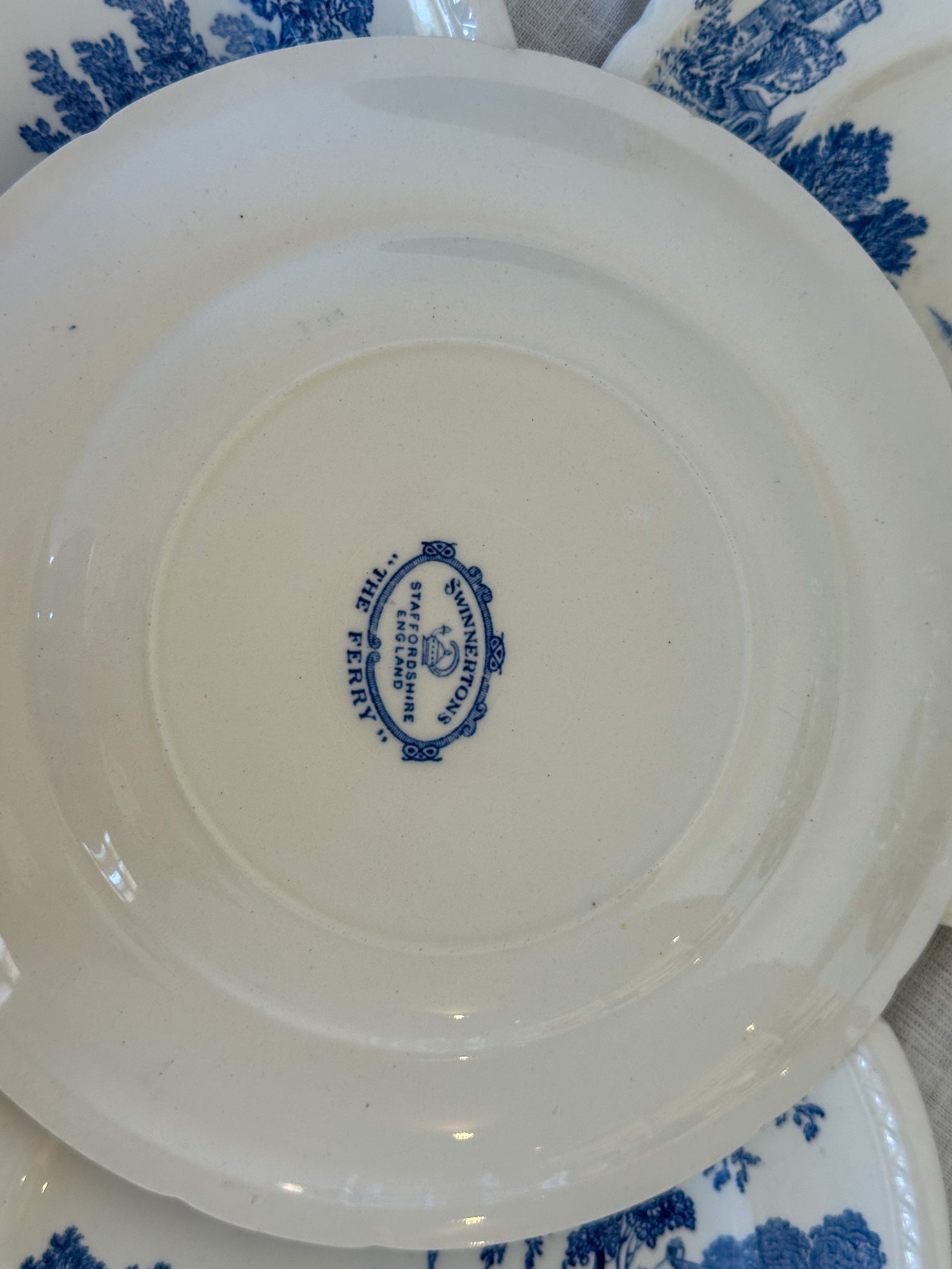 Vintage Engelse blauw-witte borden set – Swinnertons The Ferry - Ruby Conceptstore 