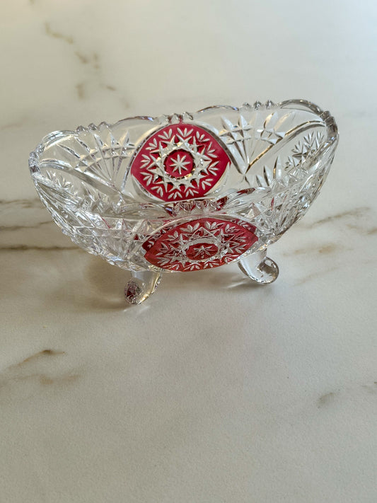 Vintage Kristallen schaaltje op Pootjes – Anna Hütte Stijl – Ruby Geslepen Glas - Ruby Conceptstore 