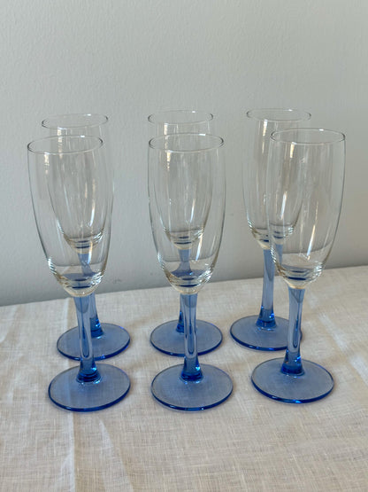 Vintage champagne glazen blauw (set van 6) - Ruby Conceptstore 