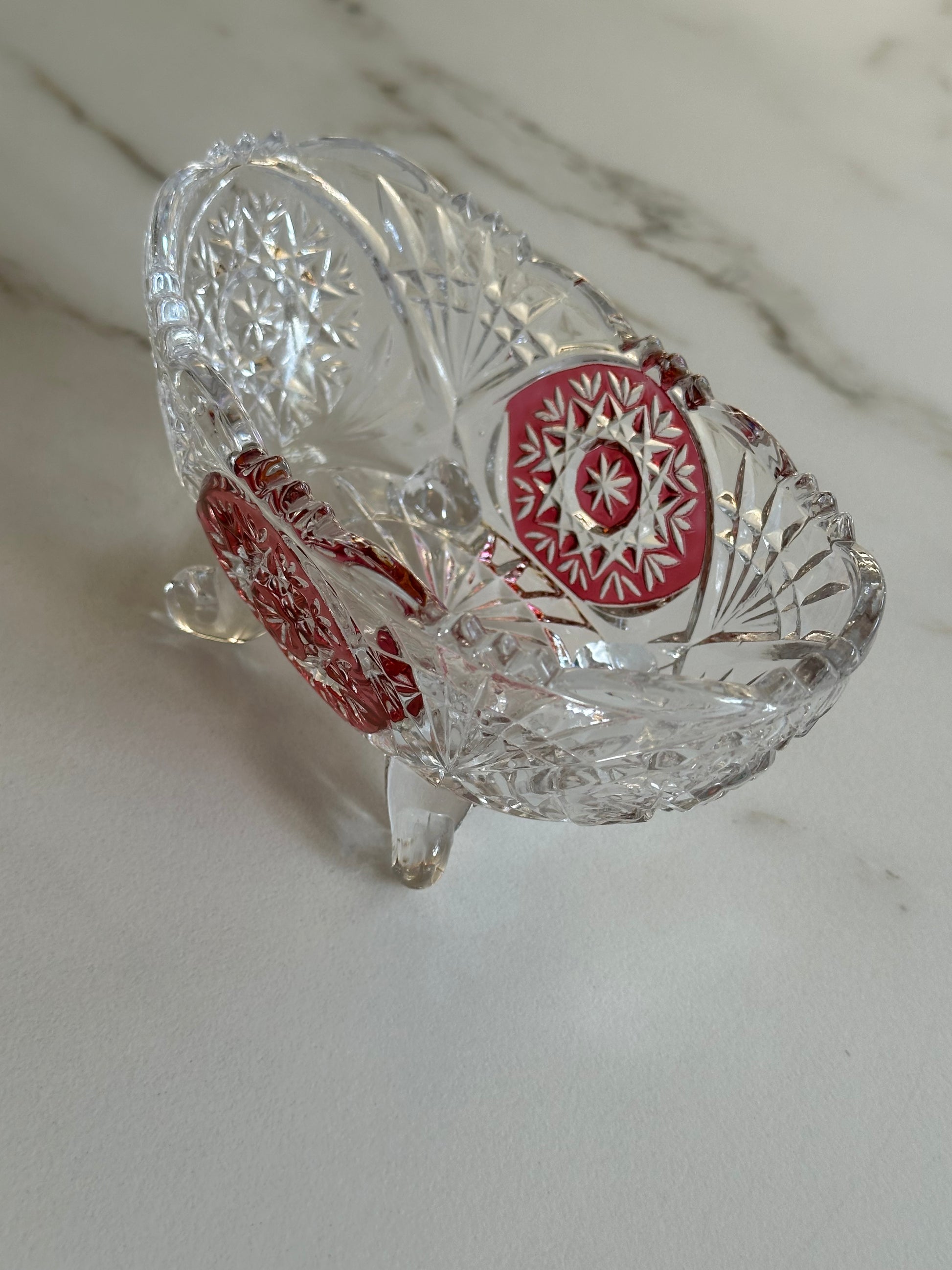 Vintage Kristallen schaaltje op Pootjes – Anna Hütte Stijl – Ruby Geslepen Glas - Ruby Conceptstore 