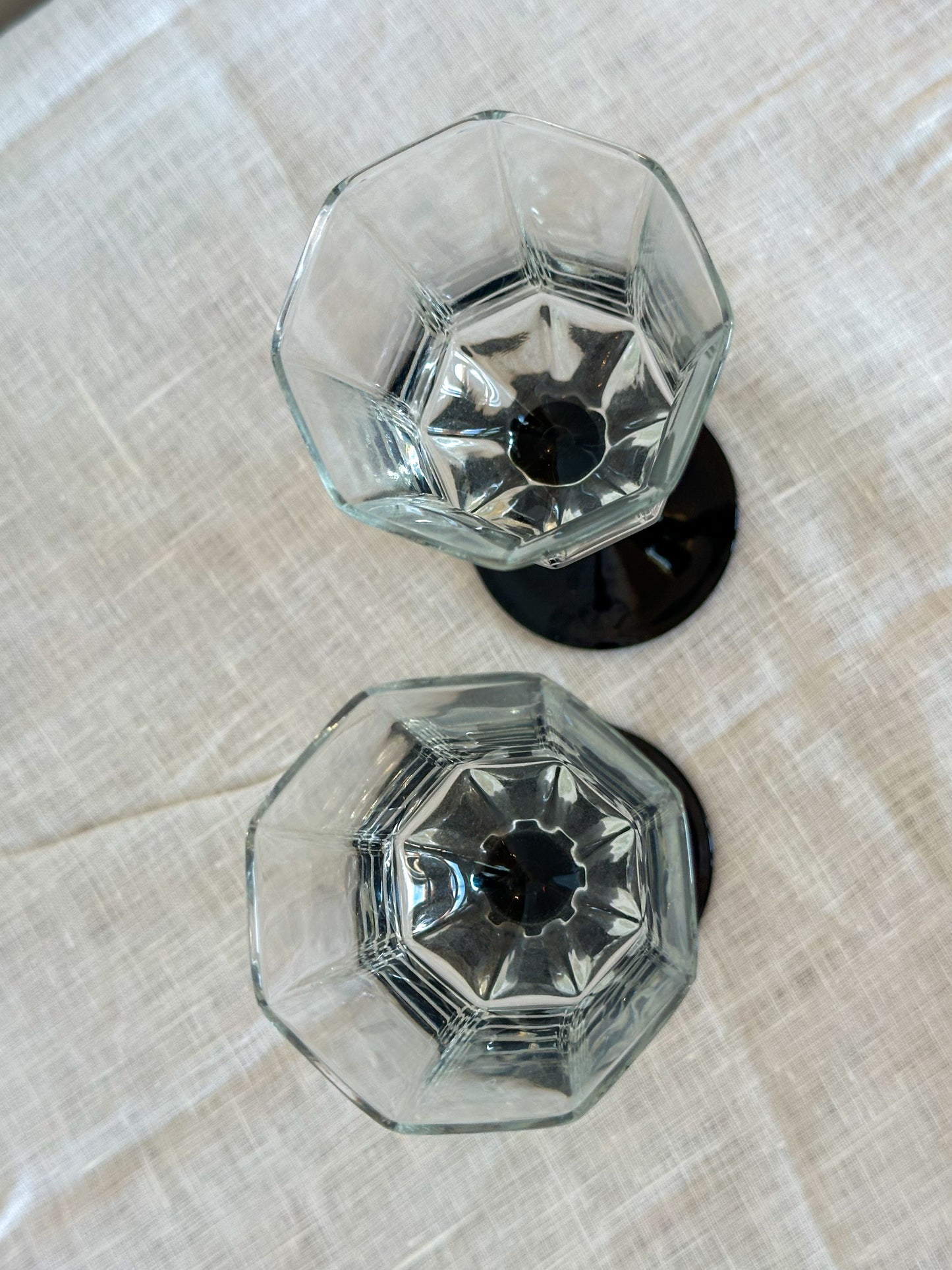 Vintage wijnglazen set van 2 – zwarte steel glazen – French Chic tafelstijl - Ruby Conceptstore 