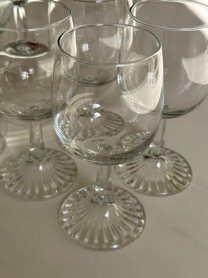 Vintage Wijnglazen met Waaier Voet – Set van 8
