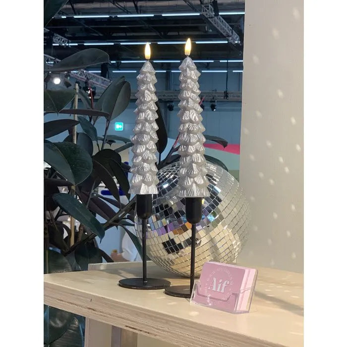 LED Kaarsen: LED X-Mas Tree silver set van 2