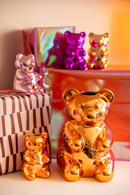 Shiny candy bear vaas: speels & trendy 10 cm - 4 kleuren