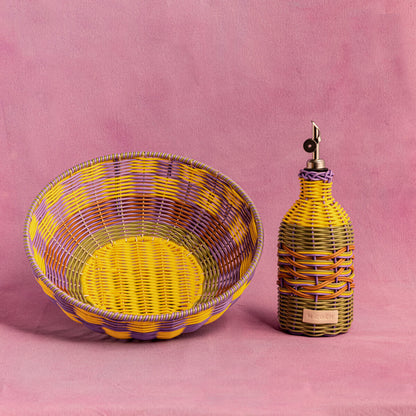 Design olijfolie fles yellow / lilac – Maegen