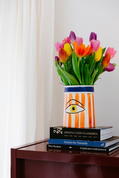 Wijnkoeler keramiek oog streep oranje - Ruby Conceptstore 
