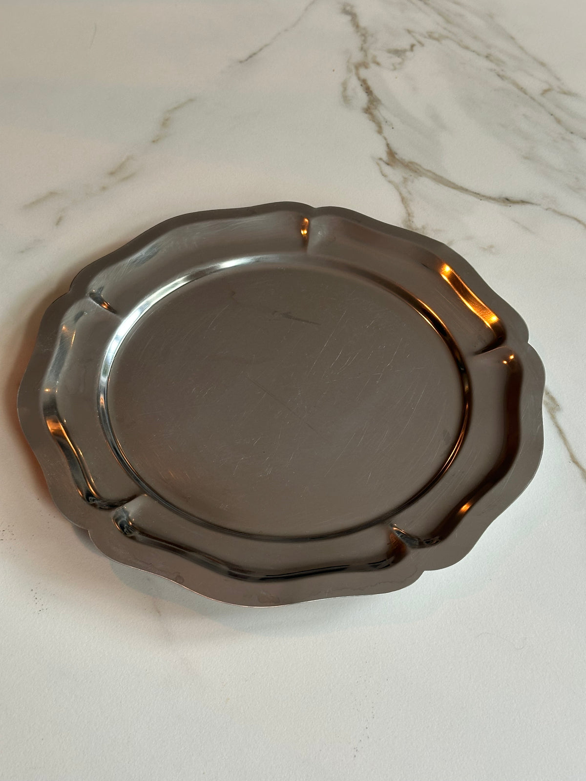 Vintage RVS Serveerschaal Rond – 29 cm