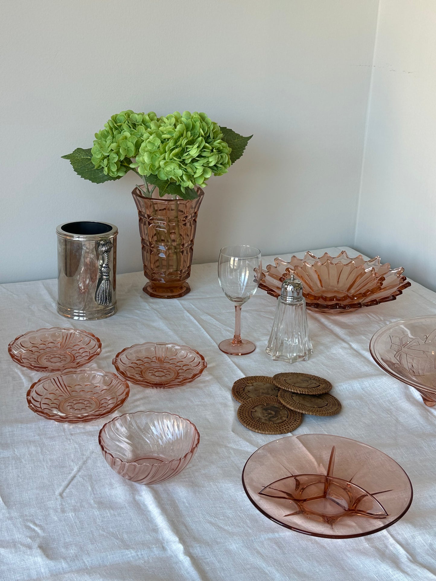 Vintage schalen set Rosaline glas - Ruby Conceptstore 