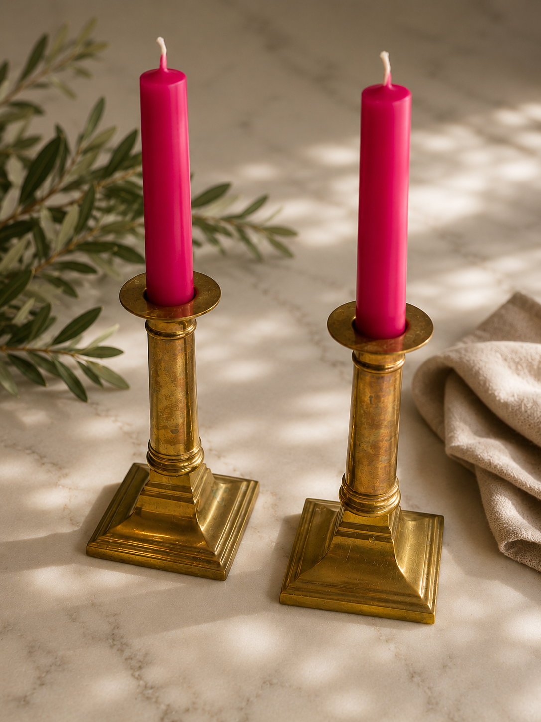 Vintage Messing Kandelaars Set van 2 – Klassieke Engelse Stijl - Ruby Conceptstore 