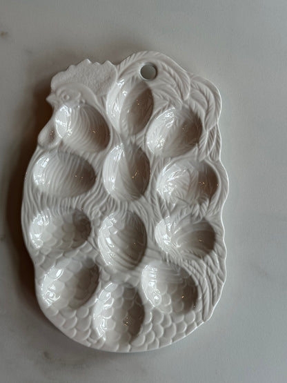 Vintage witte eierhouder kip keramiek 24 cm