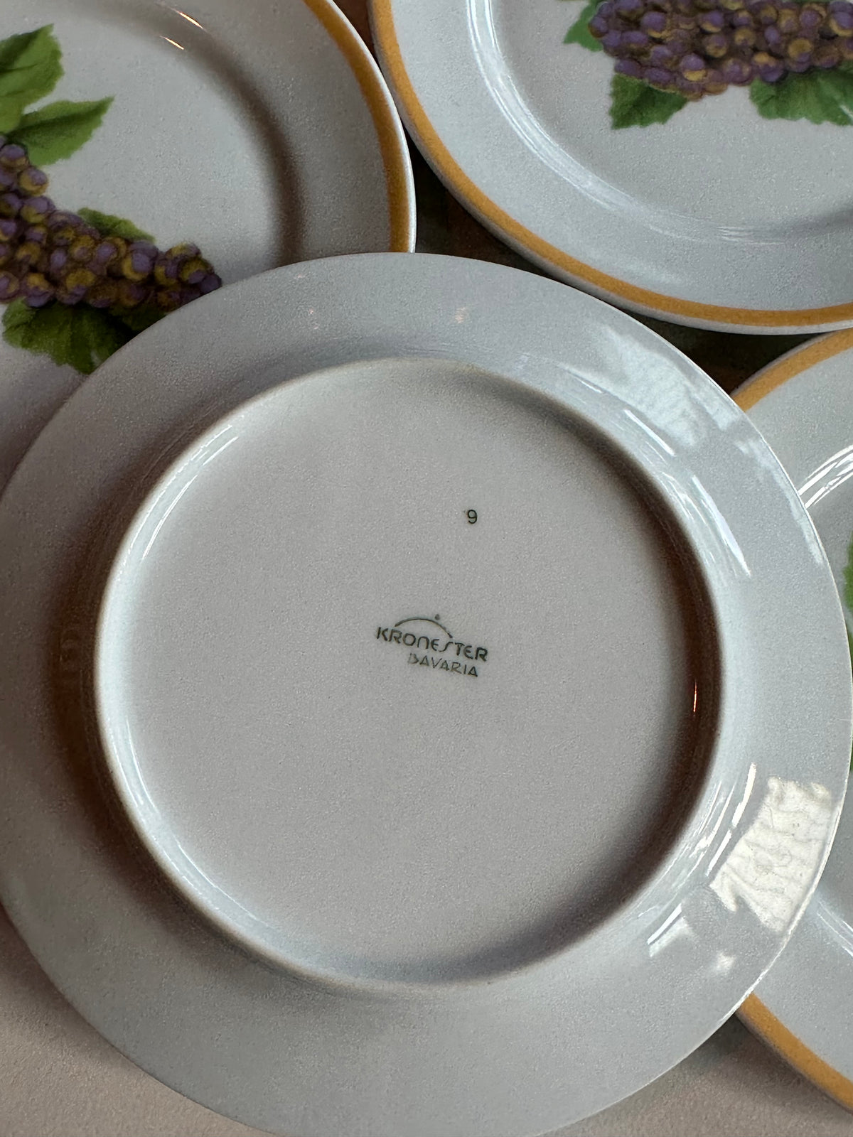 Vintage Kronester Bavaria bordjes met druiven | Set van 4