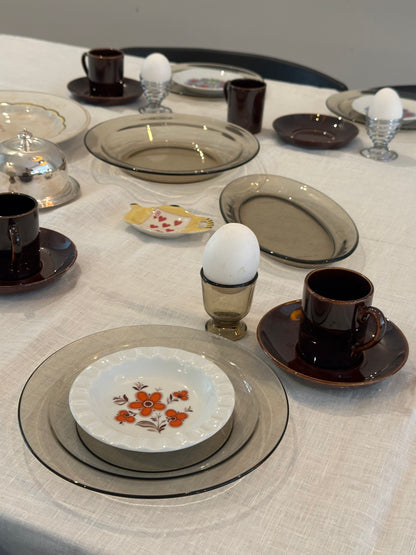 Vintage ovale schaal van rook glas uit Frankrijk - Ruby Conceptstore 