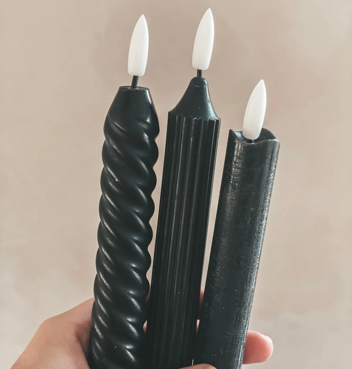 LED kaarsen swirl zwart (2 stuks) - RUBY Conceptstore 