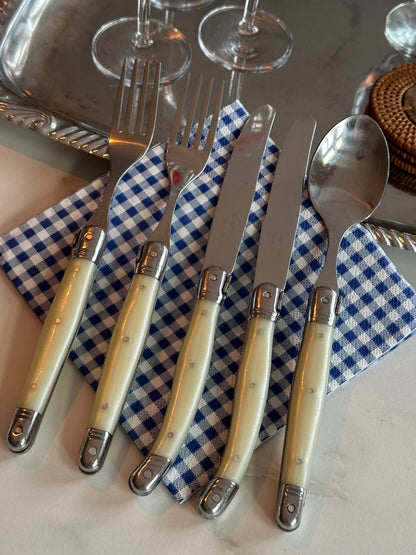 Laguiole Style de Vie Premium Line bestek set parelmoer – 5-delig – Frans bistro bestek - Ruby Conceptstore 