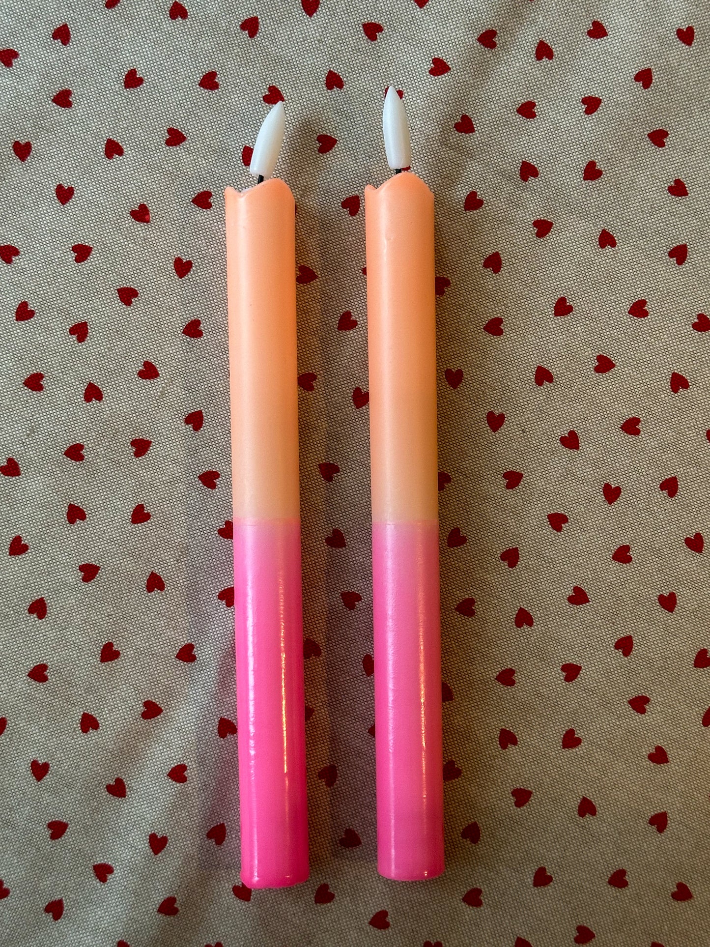 LED Kaarsen dip dye oranje roze (2 stuks) - RUBY Conceptstore 