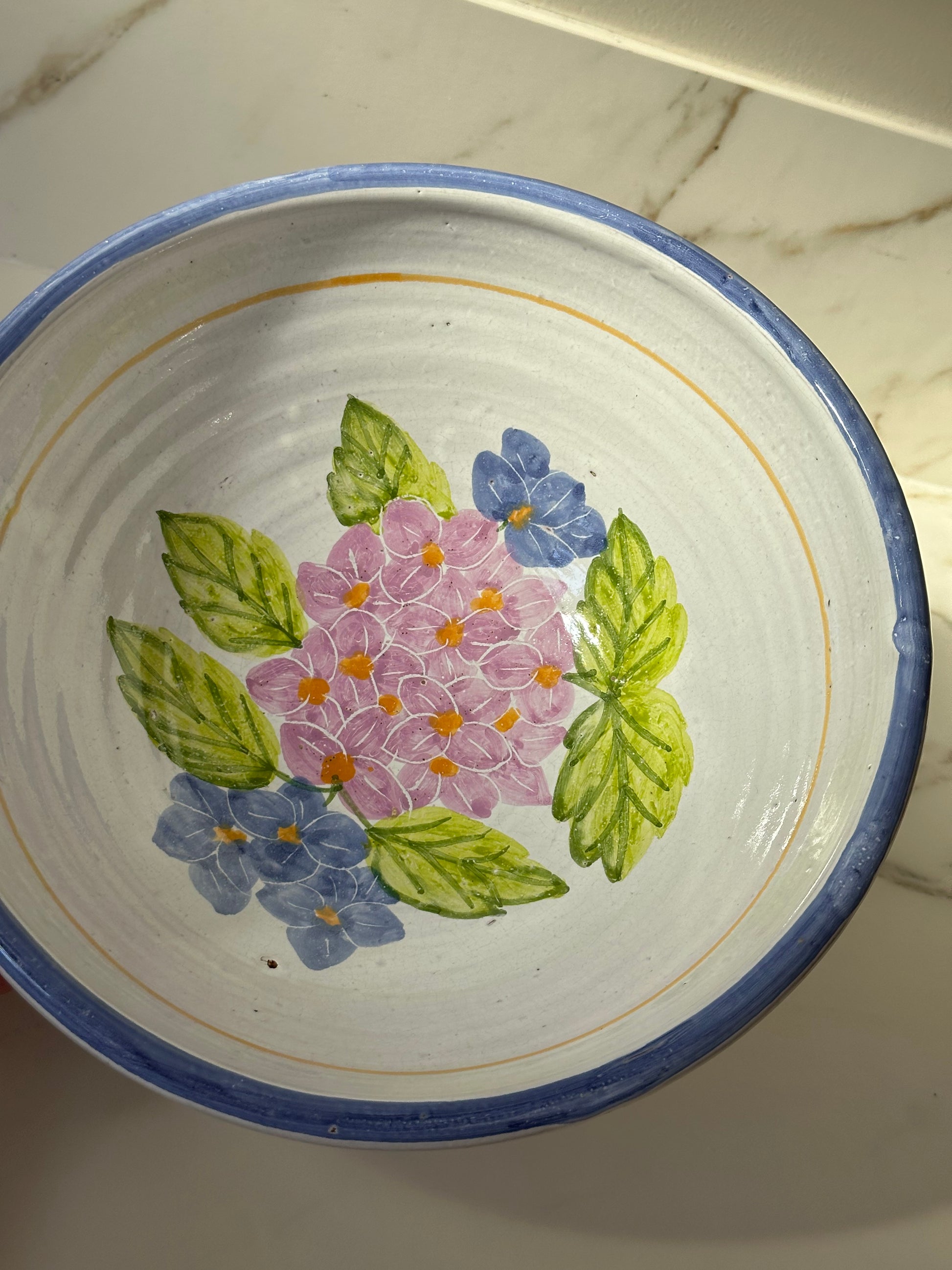 Vintage handbeschilderde schaal Portugal – keramiek schaal met bloemen - Ruby Conceptstore 