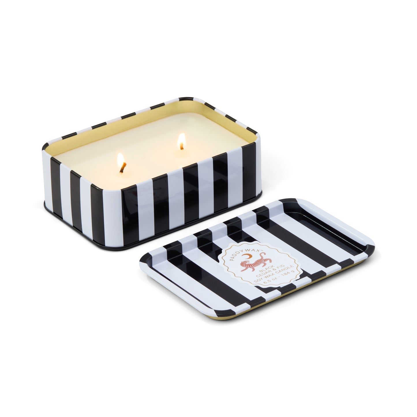 Paddywax geurkaars blik zwart wit