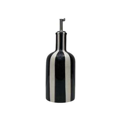 Zwarte design olijfolie fles met strepen - modern statement in je keuken