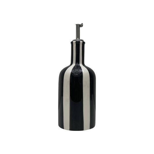 Zwarte design olijfolie fles met strepen - modern statement in je keuken