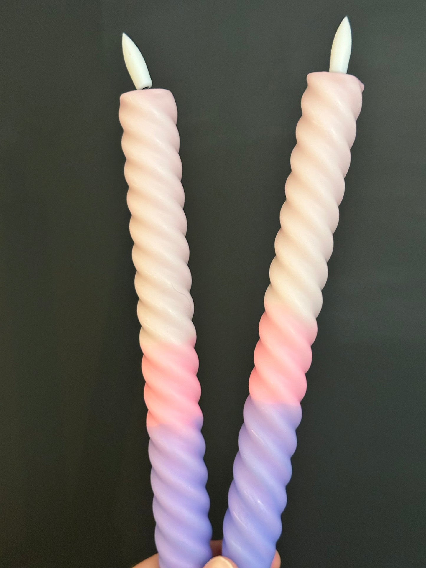 LED Kaarsen swirl paars roze (set van 2)