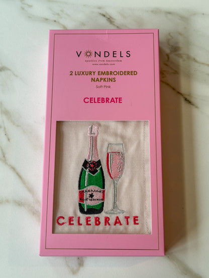 Vondels - Katoenen servetten CELEBRATE Roze (set van 2) - RUBY Conceptstore 