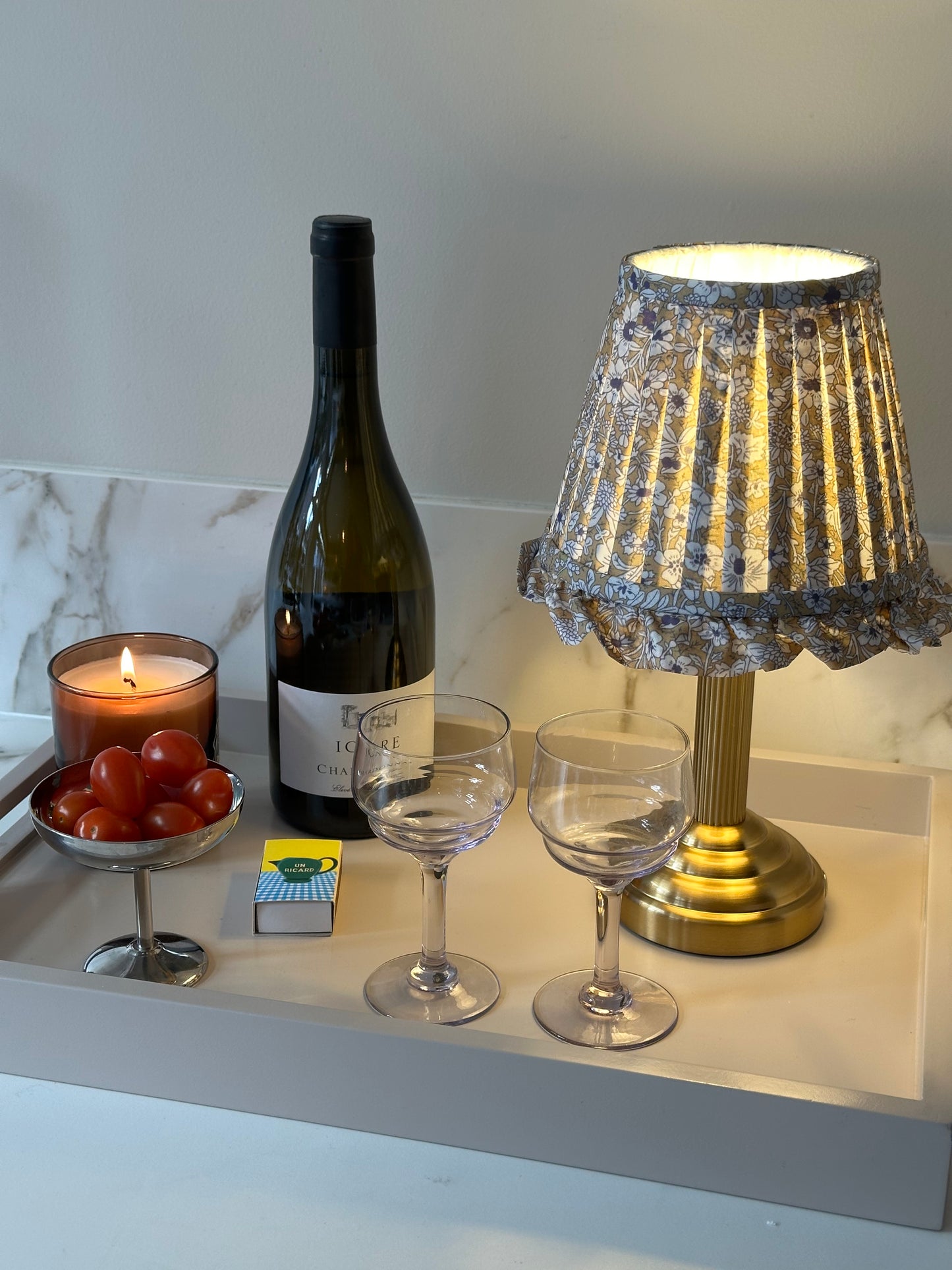 Jardin du Luxembourg – Luxe draadloze ronde tafellamp met gebloemde kap - Ruby Conceptstore 