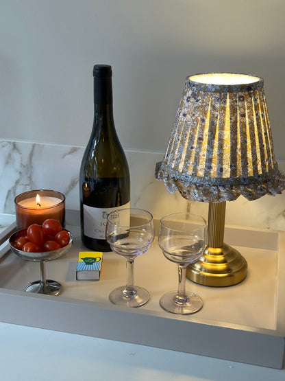 Jardin du Luxembourg – Luxe draadloze ronde tafellamp met gebloemde kap - Ruby Conceptstore 