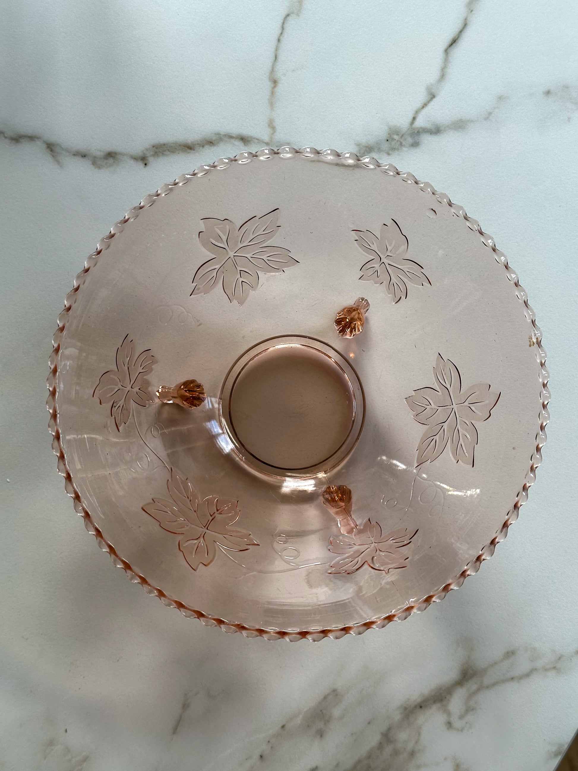 Vintage Roze Glazen schaal op Pootjes – Art Deco / Rosaline Stijl - Ruby Conceptstore 
