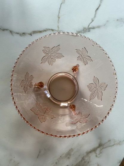 Vintage Roze Glazen schaal op Pootjes – Art Deco / Rosaline Stijl - Ruby Conceptstore 