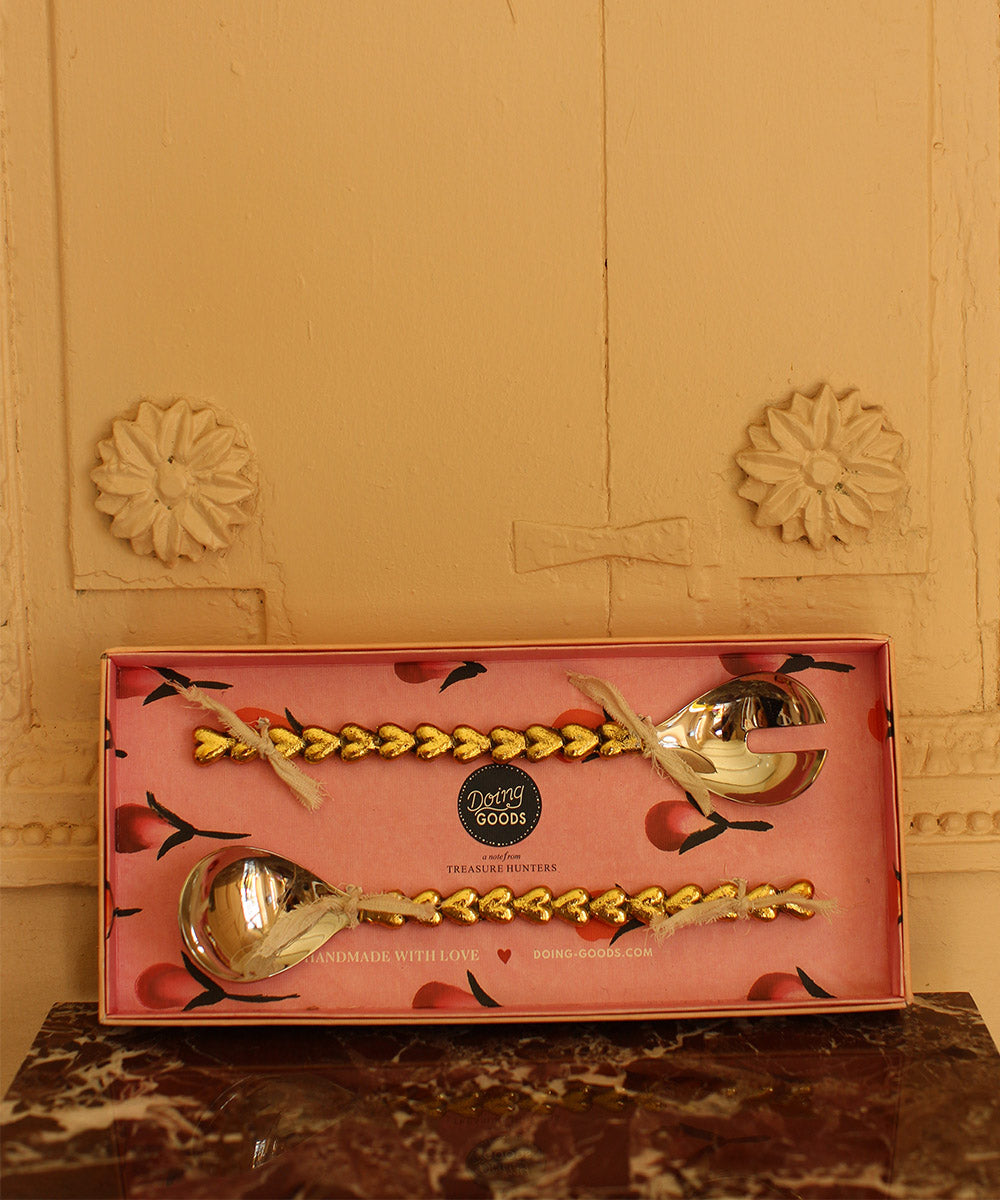 Doing goods - Holly Heart Salad Server Set in Giftbox