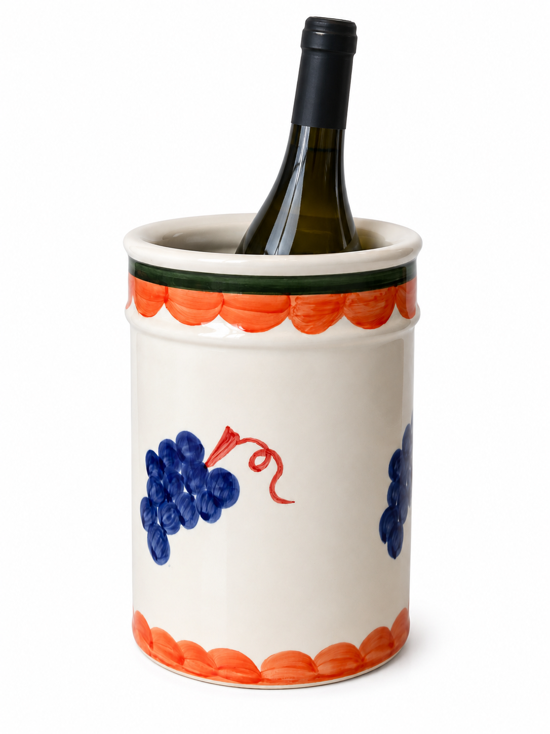 Wijnkoeler keramiek druiven blauw