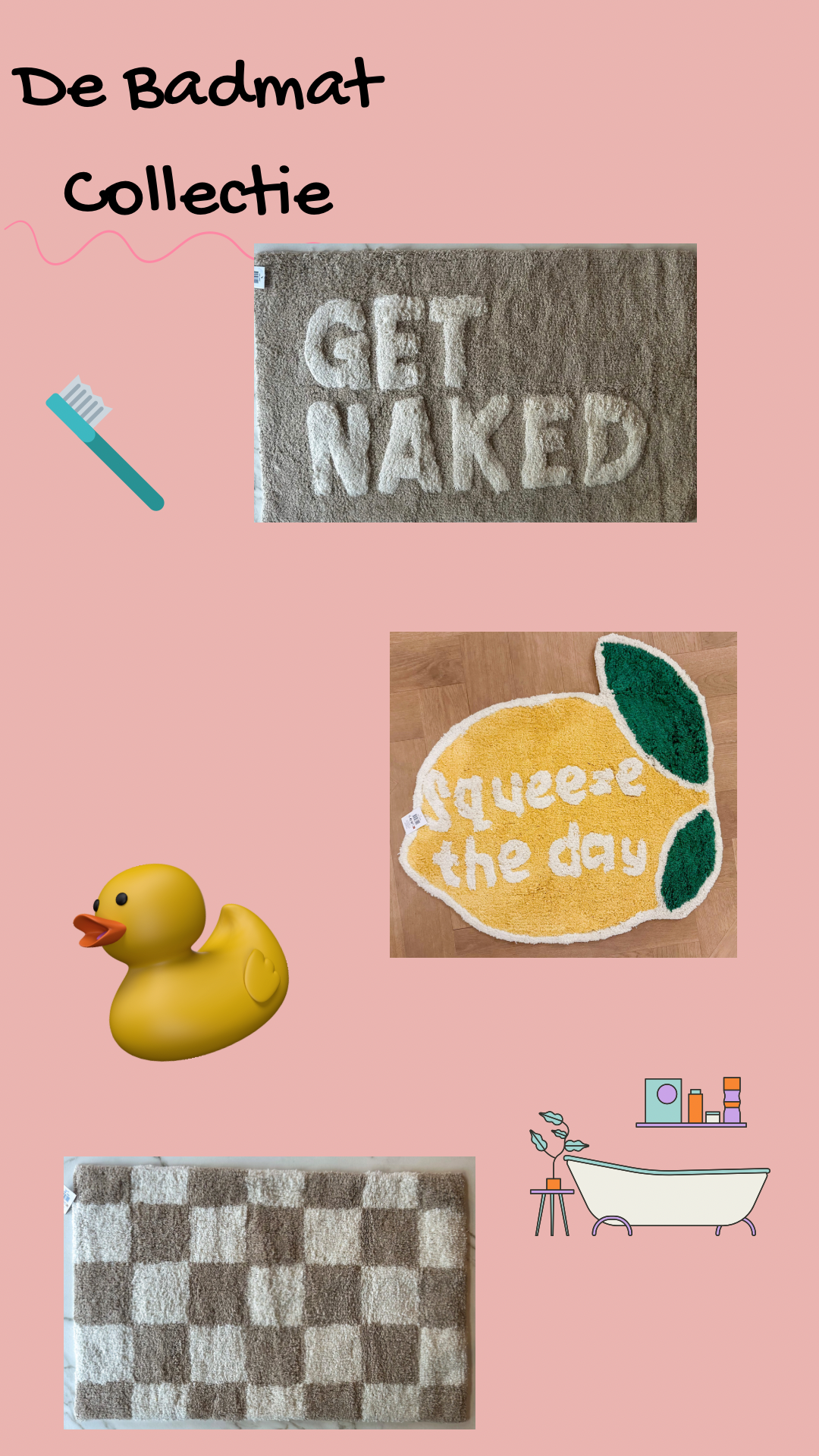 Badmat Get Naked geruit - RUBY Conceptstore 