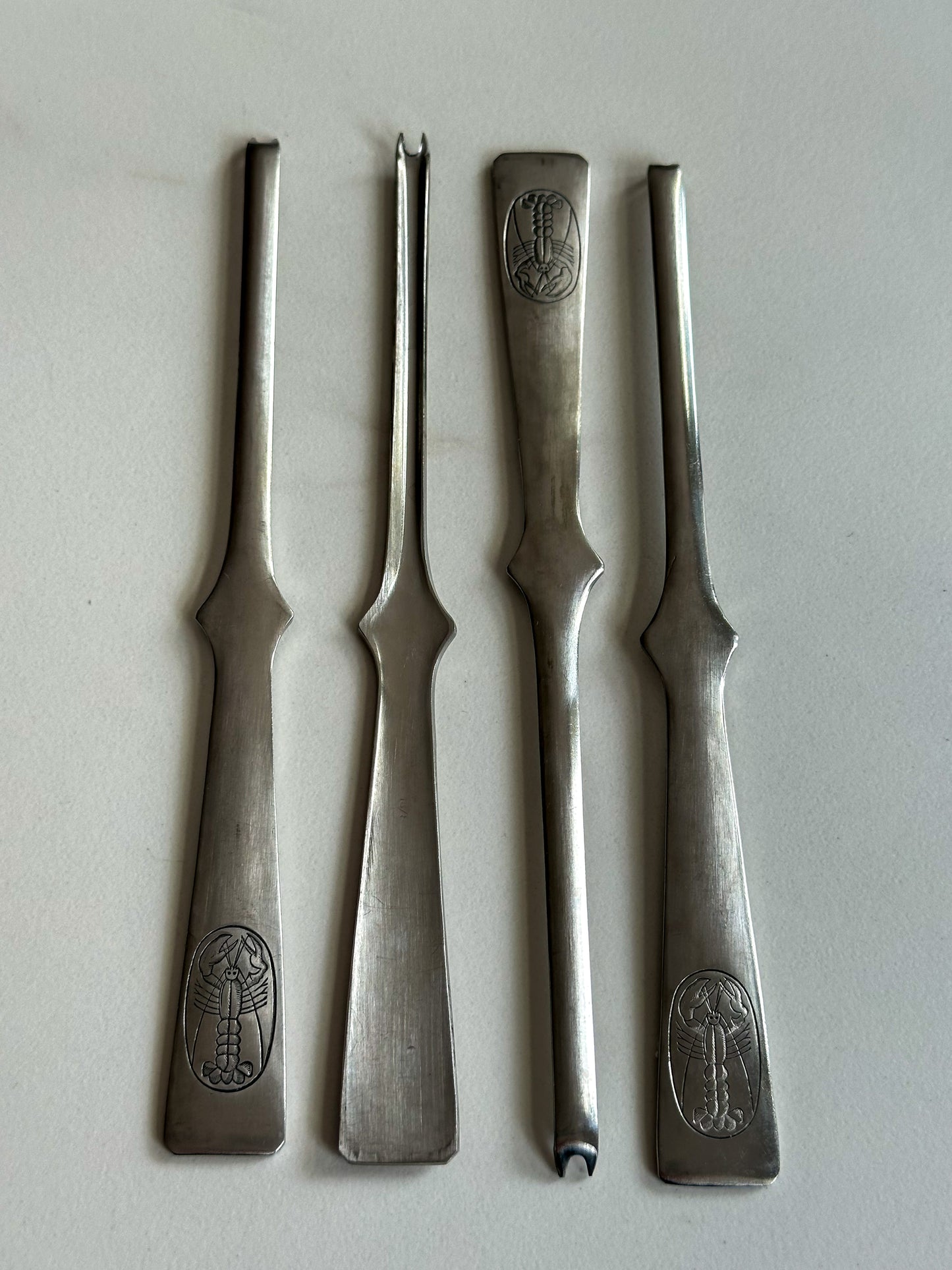 Set van 4 Vintage RVS Kreeftenvorken / Schaaldierenbestek - Ruby Conceptstore 