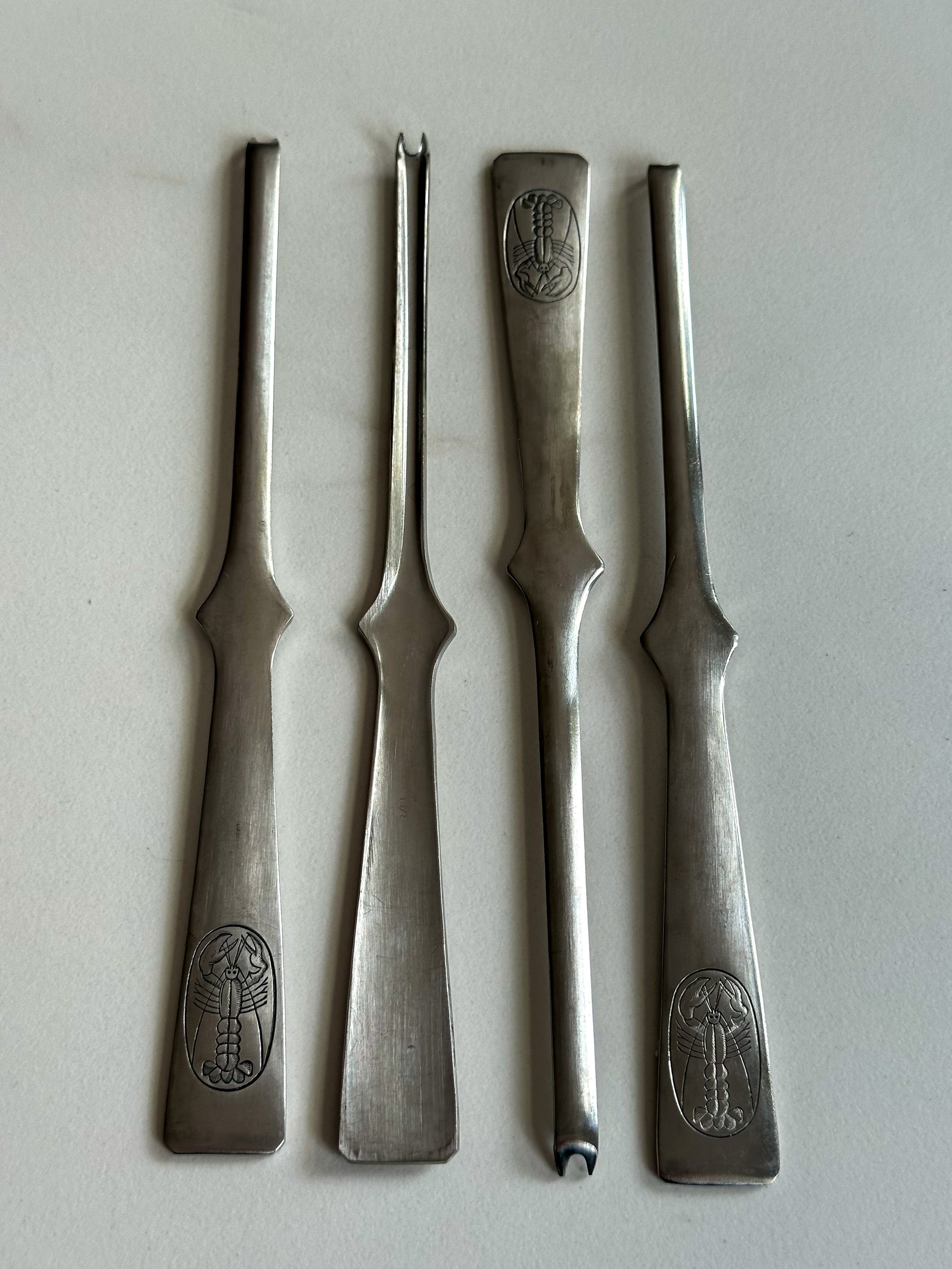 Set van 4 Vintage RVS Kreeftenvorken / Schaaldierenbestek - Ruby Conceptstore 