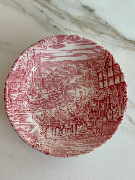 Vintage Engels Dickens Coaching Days Schaaltje – Rood Transferware – Made in England - Ruby Conceptstore 