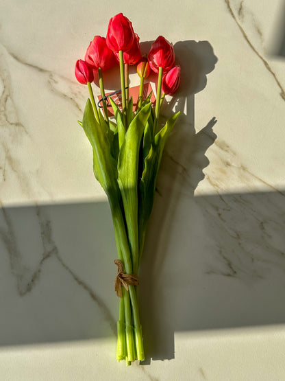 Tulpen boeket knal roze kunstbloemen 48 cm lang - RUBY Conceptstore 