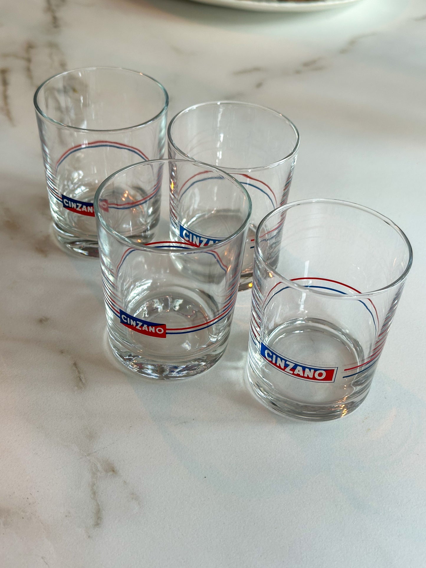 Vintage Cinzano Tumblers – Set van 4 Italiaanse Cocktailglazen Jaren 70 - Ruby Conceptstore 