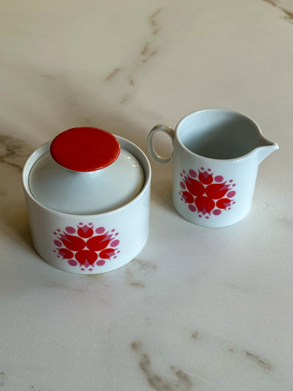 Vintage Thomas Germany suikerpot & creamer set – Pinwheel Medaillon – jaren 60/70 porselein - Ruby Conceptstore 