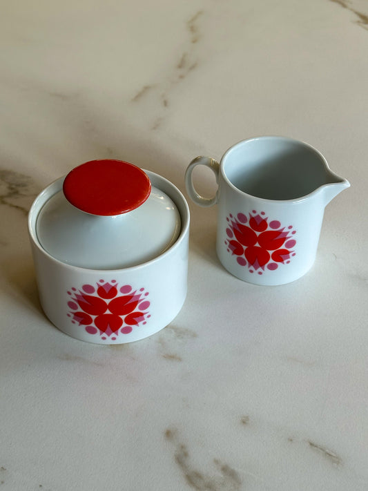 Vintage Thomas Germany suikerpot & creamer set – Pinwheel Medaillon – jaren 60/70 porselein - Ruby Conceptstore 