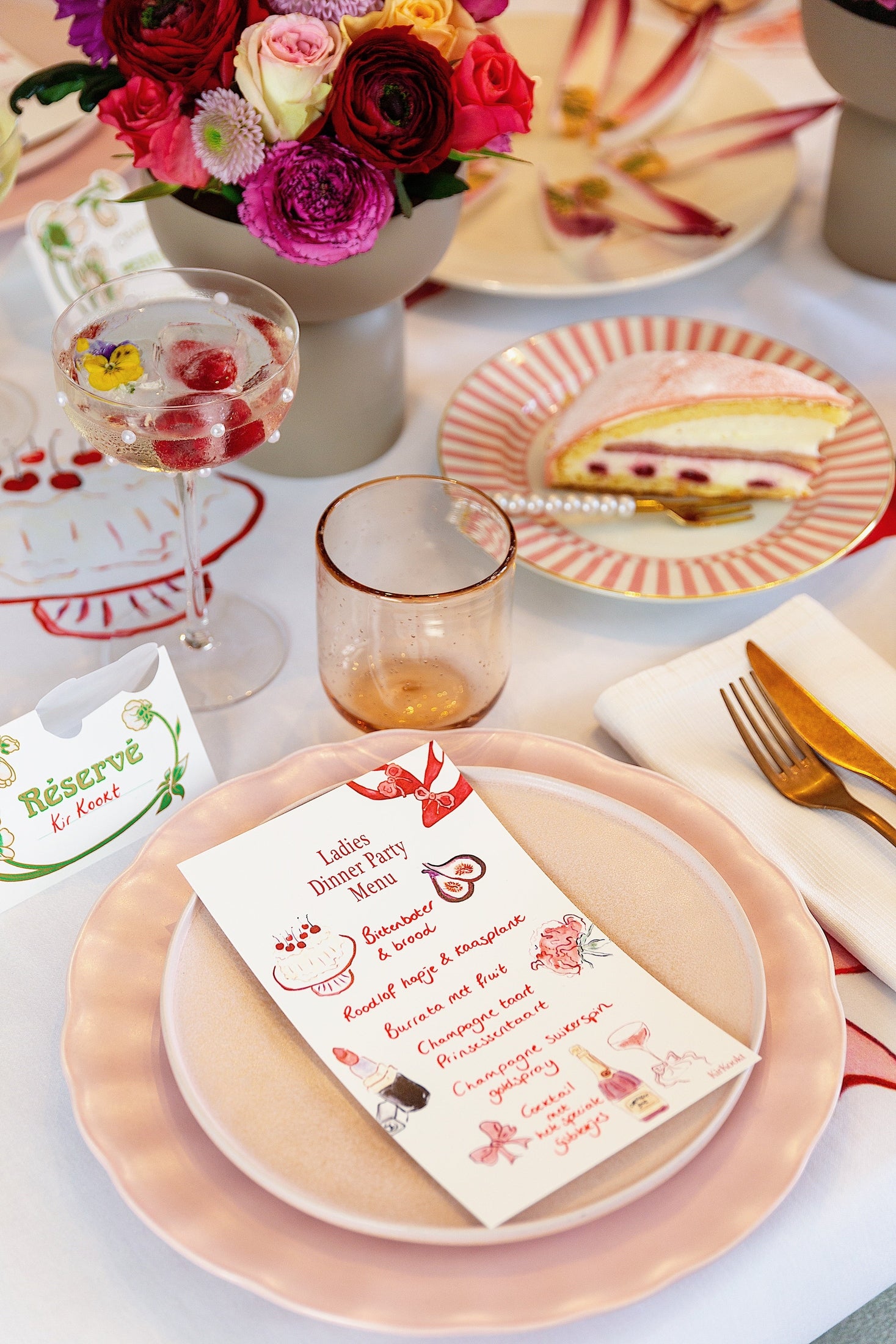 Menukaartjes Ladies dinner party 6 stuks