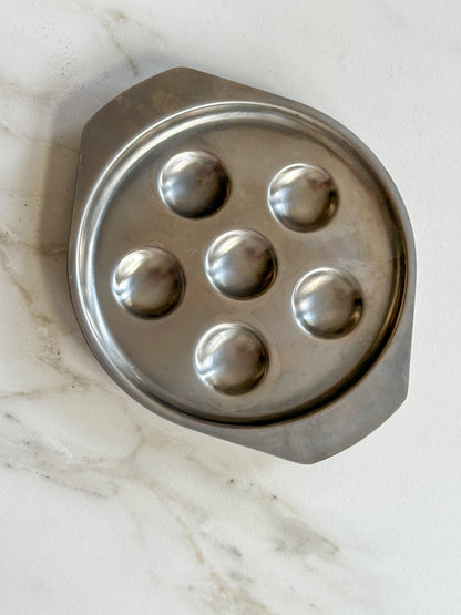 Vintage escargot schaaltje RVS – Frans tapas schaaltje met 6 vakjes - Ruby Conceptstore 