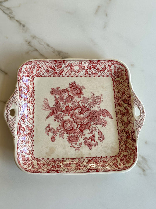 Vintage Mason’s serveerschaal rood wit – Engelse schaal met handgrepen - Ruby Conceptstore 