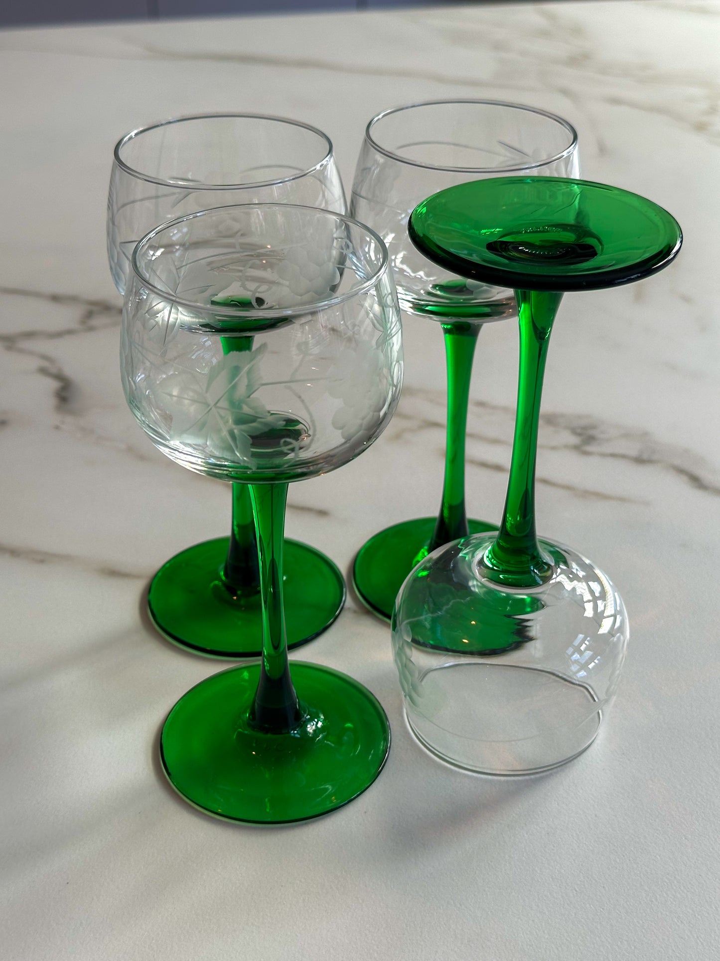 Vintage Luminarc France Wijnglazen Groen – Set van 4
