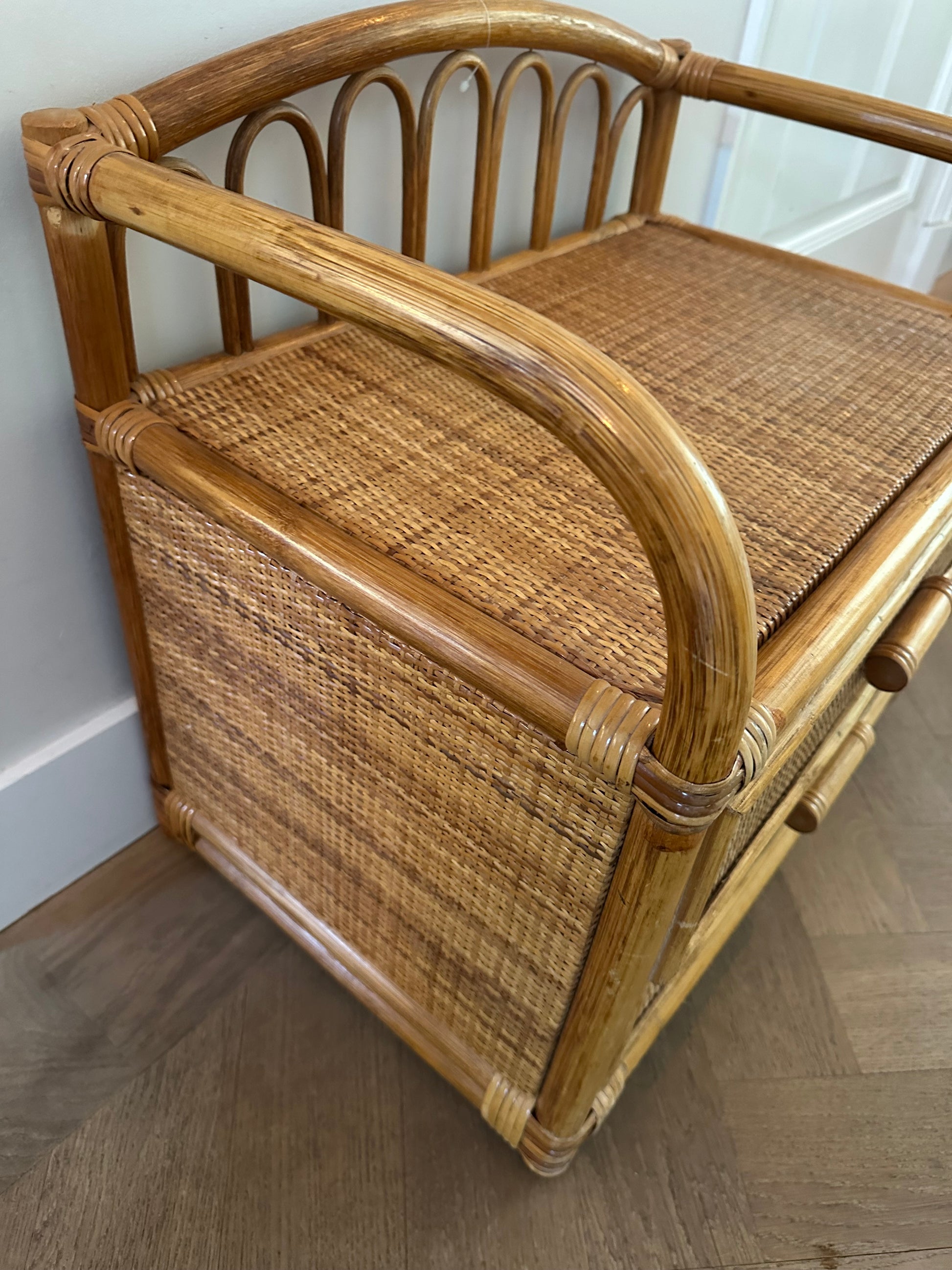 Vintage rotan ladekastje met 2 laden – bohemian chic | Club Suzette - Ruby Conceptstore 