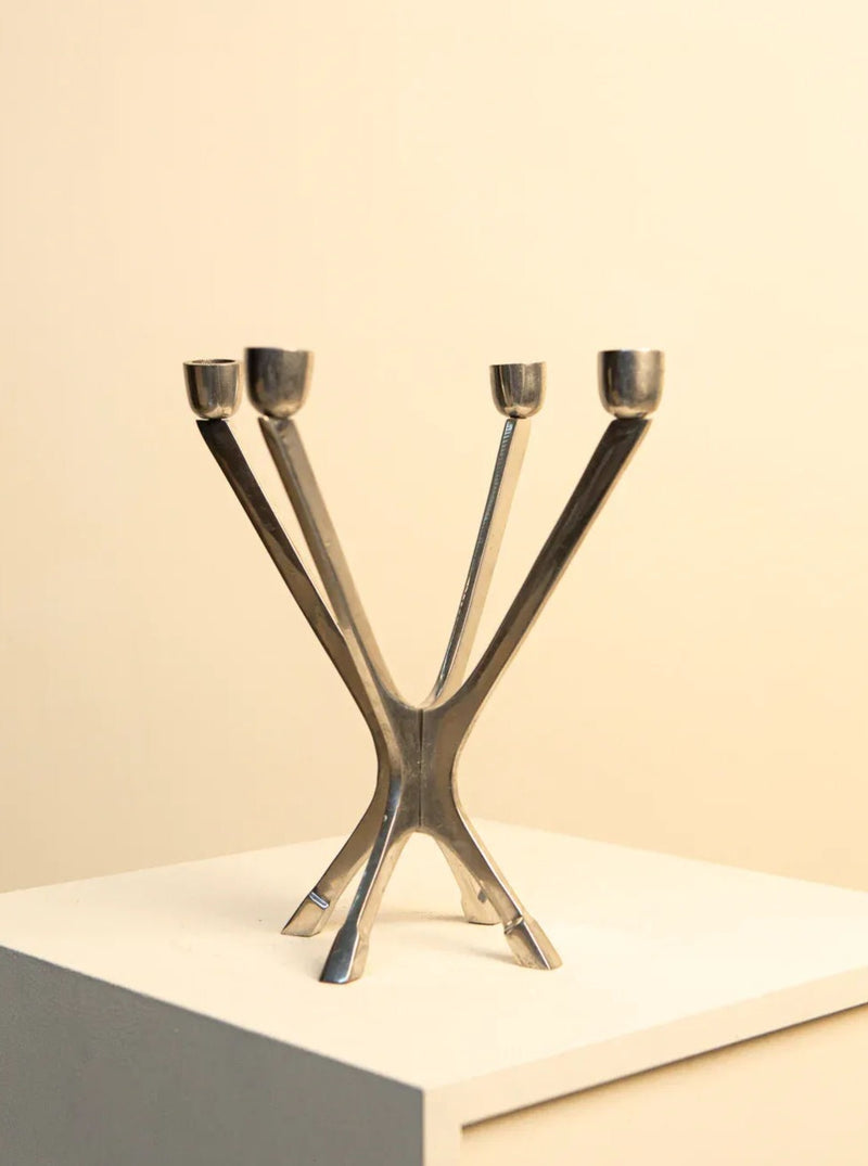 Vintage Space Age Aluminium Kandelaar | Modulair Design | Jaren 70