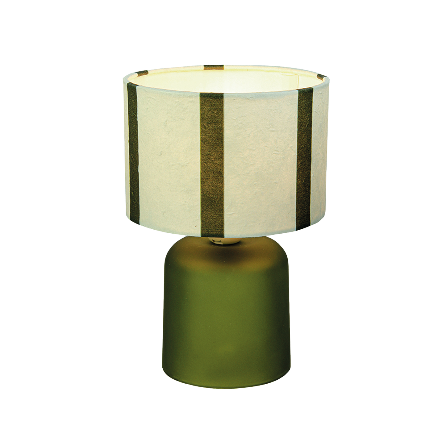 Kaki LED Tafellamp – Gestreepte Kap | Trendy Draadloze Sfeerverlichting